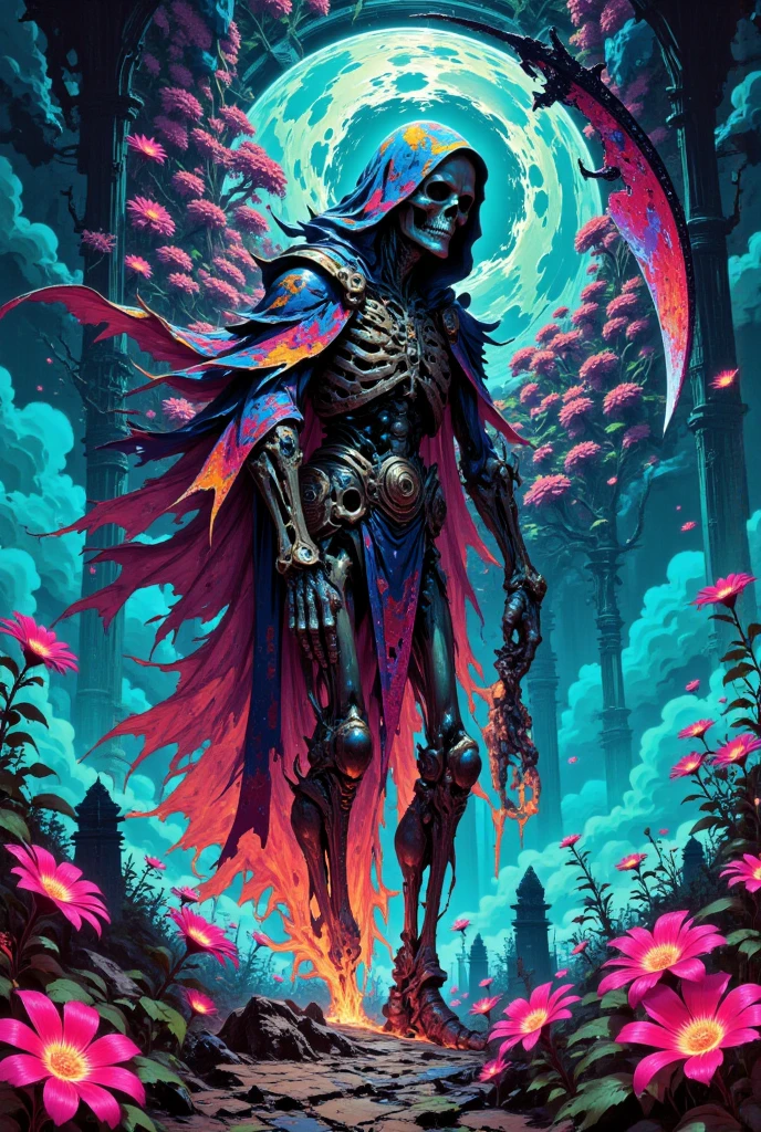 (masterpiece, best quality :1.3), Extremely detailed, complex, 8K, Human Development Report, wallpaper, light, (Glowing red, 十字形glow, Blooming flowers)), gun, (Shooting Stance), glow, crown, armor, Glowing red eyes, Metal Mecha, Metal Wings, Fantastic transparent jellyfish parasitizing a hornworm skull)), Abstract twisted jellyfish tentacles, altar, A set of transparent tentacles above the skull, (Dark sunglasses, Highly reflective lenses, Rainbow around the skull), The vibrant circular composition only illustrates the influence of various structural forces. (Steampunk decorative elements, gear, and other elements). pointer, Chain decoration combination,