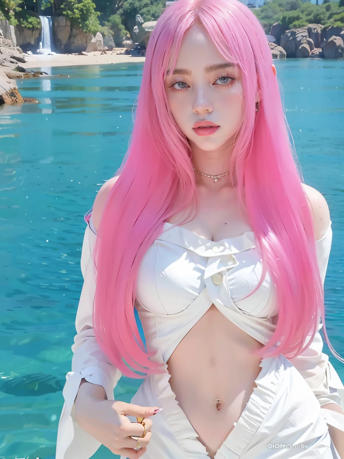 (8K, top-quality, masterpiece:1,2), (reallistic, Photorealsitic:1.37), Super Detail, One girl,), (Highly detailed), (beautifully detailed eyes), (of the highest quality), (super detailed ), (masterpiece), (Detailed face),20yr old, ,1 girl, ((pink hair,long hair)), medium breasts, clothed, Perfect Lighting, BREAK, (cut-out glossy bodysuit:1.5), (midnight red:1.3), (satin:1.2), (shiny:1.3), (white lines:1.2), (shoulder cut-outs:1.2), (chest cut-outs:1.2), (tight-fitting:1.2), (silver chain necklace:1.2), (silver hoop earrings:1.2), (blue suede pumps:1.2), BRAKE, (high quality:1.5), (upper body and thighs:1.3), (long wavy pink hair:1.3), (mysterious smile:1.2), (downcast eyes:1.2), (looking at viewer:1.2), (dancing:1.2), (cutouts visible:1.2), (burgundy background:1.2), (dramatic lighting:1.2), BRAKE (sweat:1.5),