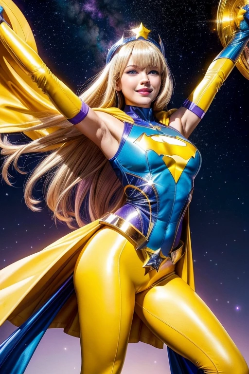 1girl, artist_name, blonde_hair, blue_eyes, blue_sky, bodysuit, breasts, copyright_name, cowboy_shot, dress, energy, fire, glowing, high_ponytail, holding_staff, lips, long_hair, long_sleeves, looking_at_viewer, magic, mechanical_halo, medium_breasts, mercy_\(overwatch\), pantyhose, parted_lips, pelvic_curtain, sky, solo, staff, watermark, web_address, wings, (SEMI-SILHOUETTE light:1.1), (raytracing:1.1), (cryengine:1.1), (skin detail:1.1),(photrealistic:1.1)