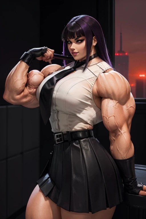 (Masterpiece, ultra detailed: 2), (best quality: 2), (beautiful woman: 2), (beautiful face: 2), big muscular woman with an enormous chest dressed as Tifa Lockhart, big muscles, very big chest, very sexy, ripped clevage