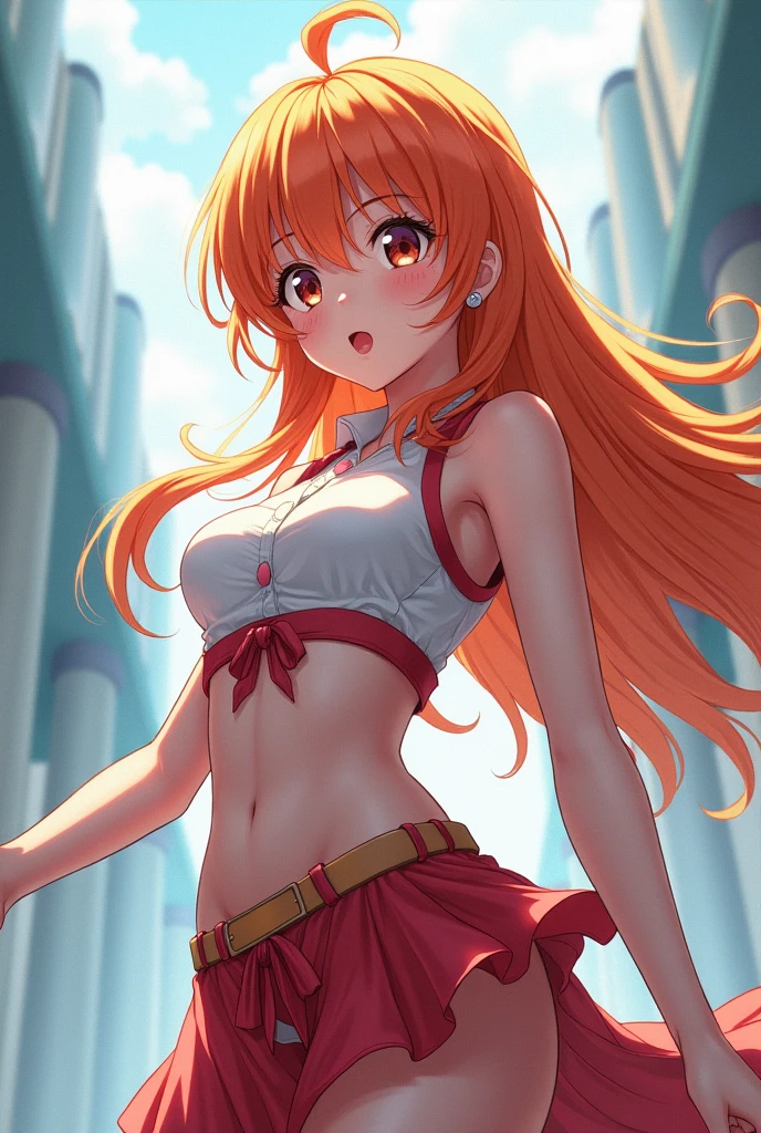 sunset shimmer, very short skirt, very short shirt, underboob, sultry smile