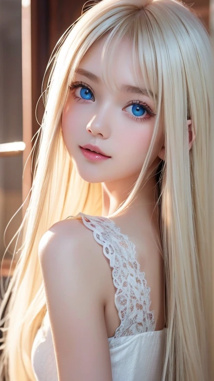  Blonde woman posing for a photo with super long Blonde and piercings, first time々Very young appearance 、 very white beautiful young glossy beautiful skin ､ Super long blonde Blonde 、 Hermosa Delphine ,  very white shiny skin,  shines so beautifully and her big, incredibly bright ice blue eyes、-yeld beiful girl 、Small Face Beauty、Round face、Short face、Super long hair, bangs, Blonde, bangs between the eyes,  touch very long hair ,  hair hiding one eye ,  shiny hair,  wind fluttering hair, Straight Hair, Disheveled Hair, Super long hair, Hair in the eyes, Too much hair,目とbangs between the eyes、