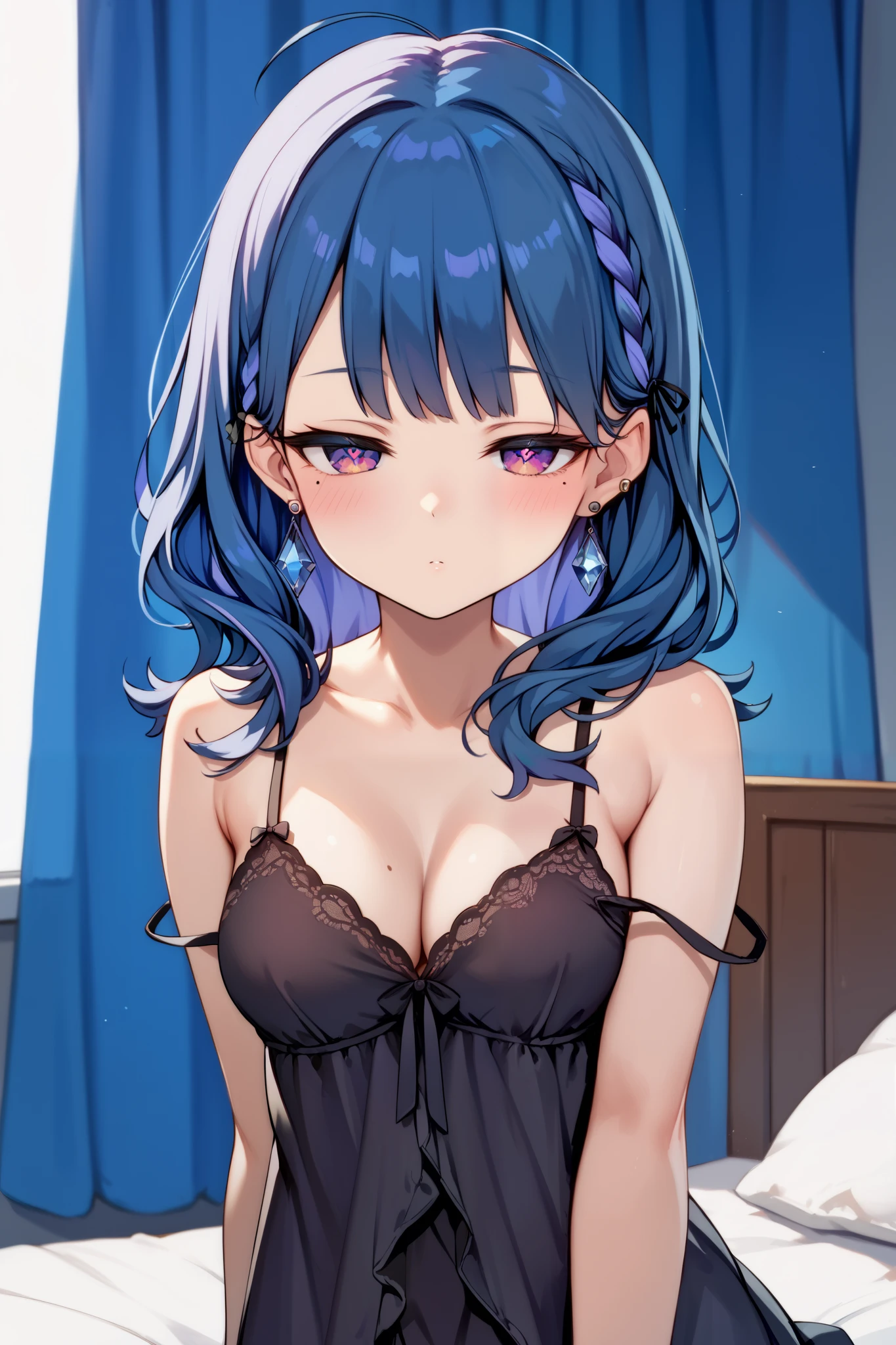 realisitic、top-quality、女の子 1 人、Purple hair、Natural eye color、maikurobikini、beautiful boob 、sand beach、Particles of light、profetional lighting、llight rays、wall-paper、