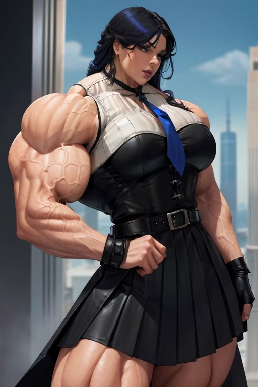 a big muscular female bodybuilder, extremely detailed muscular female bodybuilder, highly detailed bodybuilder, detailed athletic female bodybuilder, hyper realistic bodybuilder, photorealistic muscular female bodybuilder, ultra detailed bodybuilder, hyper detailed female bodybuilder, realistic bodybuilder, (best quality,8k,highres,masterpiece:1.2),ultra-detailed,(realistic,photorealistic,photo-realistic:1.37),dramatic lighting,vivid colors,heroic pose,powerful expression,athletic,ripped muscles,lean physique,defined abs,veiny muscular arms,muscular thighs,muscular legs,fitness,bodybuilding,strong,powerful,fierce,determined,dramatic,epic,inspiringCreate a detailed illustration of Natalie Sancoeur from 'Miraculous Ladybug.' She is depicted in her usual professional attire, with a stern and composed expression. The background should be set in the Agreste mansion, showcasing elements like elegant furniture and a grand staircase, reflecting the opulent setting. Emphasize her poised and meticulous nature, highlighting her distinctive glasses and neatly tied hair. The overall mood should be serious and sophisticated, capturing her role as a competent and loyal assistant,muscle are being shown in suity and pants,looking at viewer's.