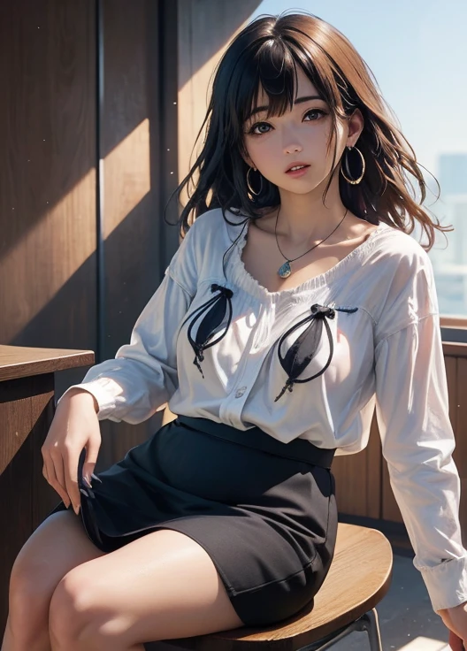 Mine girl, menhera, cleavage, small breasts