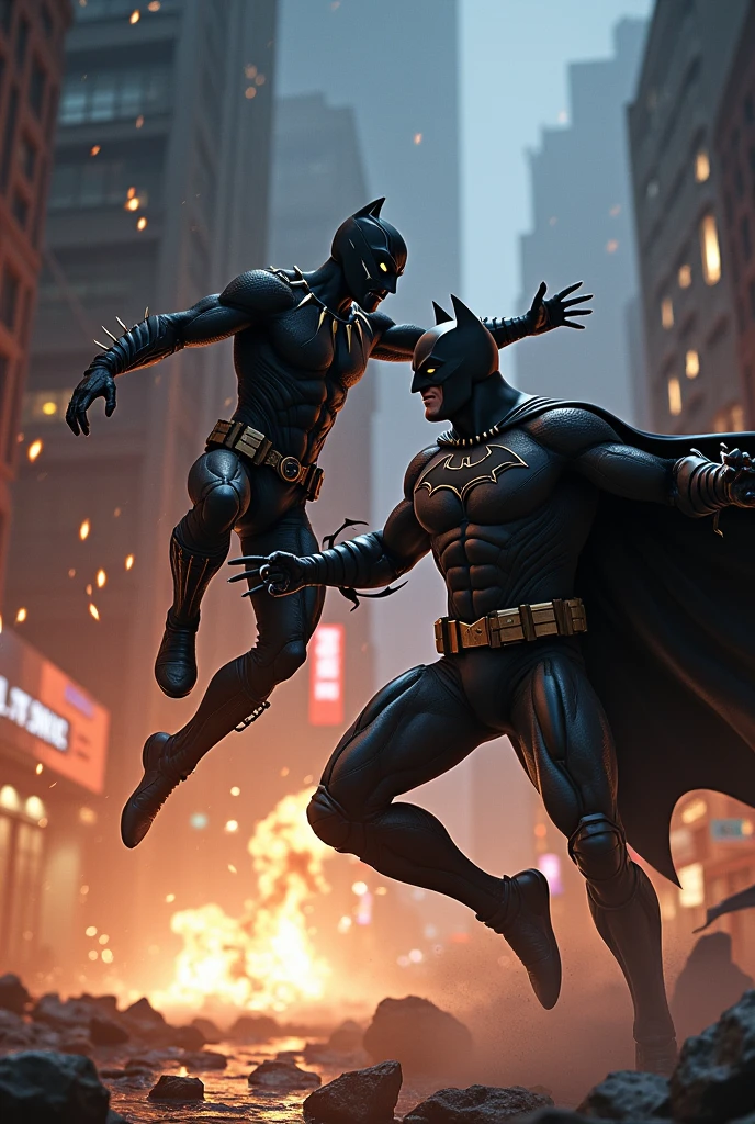 Batman and panther fight scene