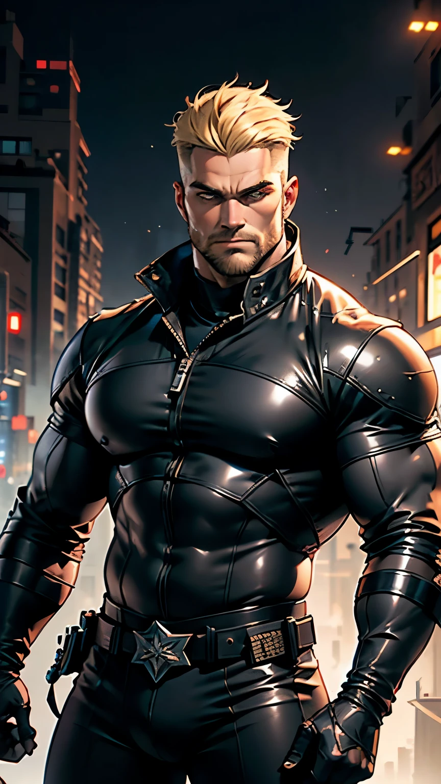 1man, buff, muscle body, black suit, standing, hand punch, (basemend wall background, dirty, dark, creepy:1.2), best quality, masterpiece, comic style, cartoon source