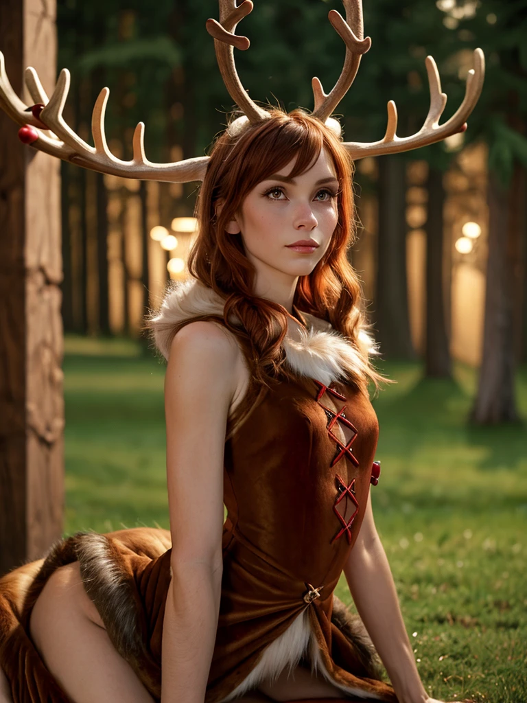 (reindeer tail, slender deer, fur dress:1.4), kiper, real skin, segolily nose, (narrow face), slender face, lupine, tribe of ephraim, irish genes, dark hazel eyes, scottish nose, lioness fox, cybercat, (high forehead, freckle:0.8), beady hazel eyes, brown slightly ginger, feminine energy, (skinny female magician), pale-pink skin, rough skin, fae copper hair, cyberposh, deep eye pits, slender body, fine detail, (empire dress), slightly satisfied, chignon, black bangs (blissful orgasm:1.1)