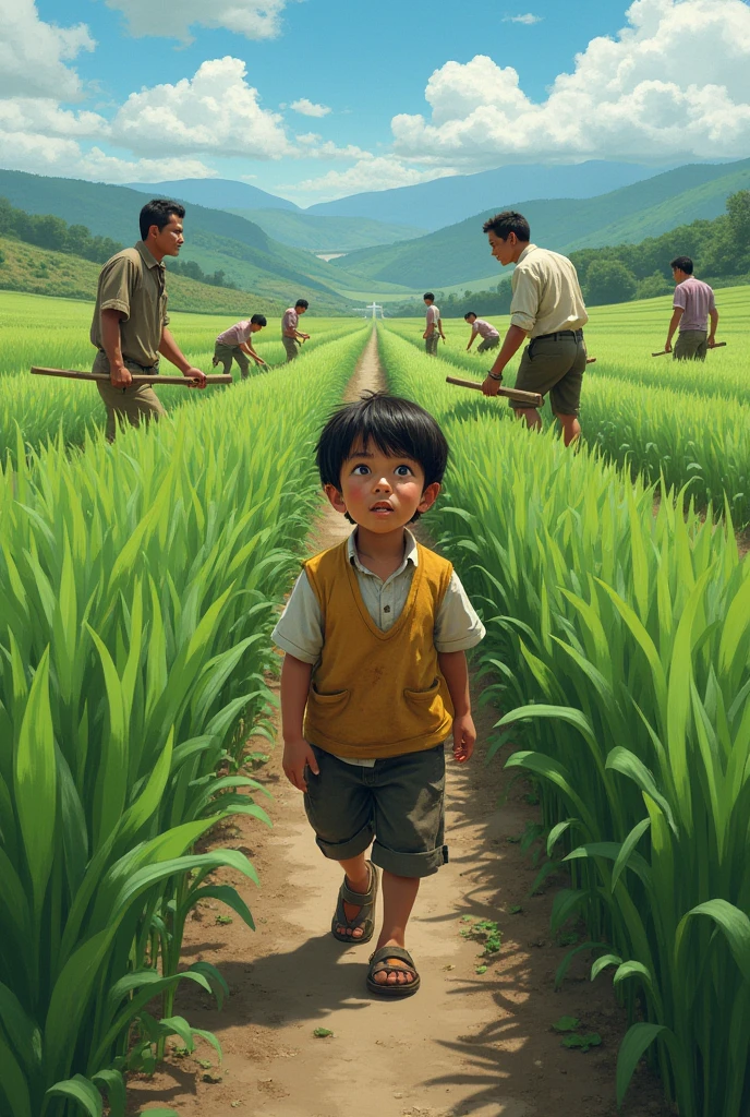 novo, Chinese farmer, jogando em um campo