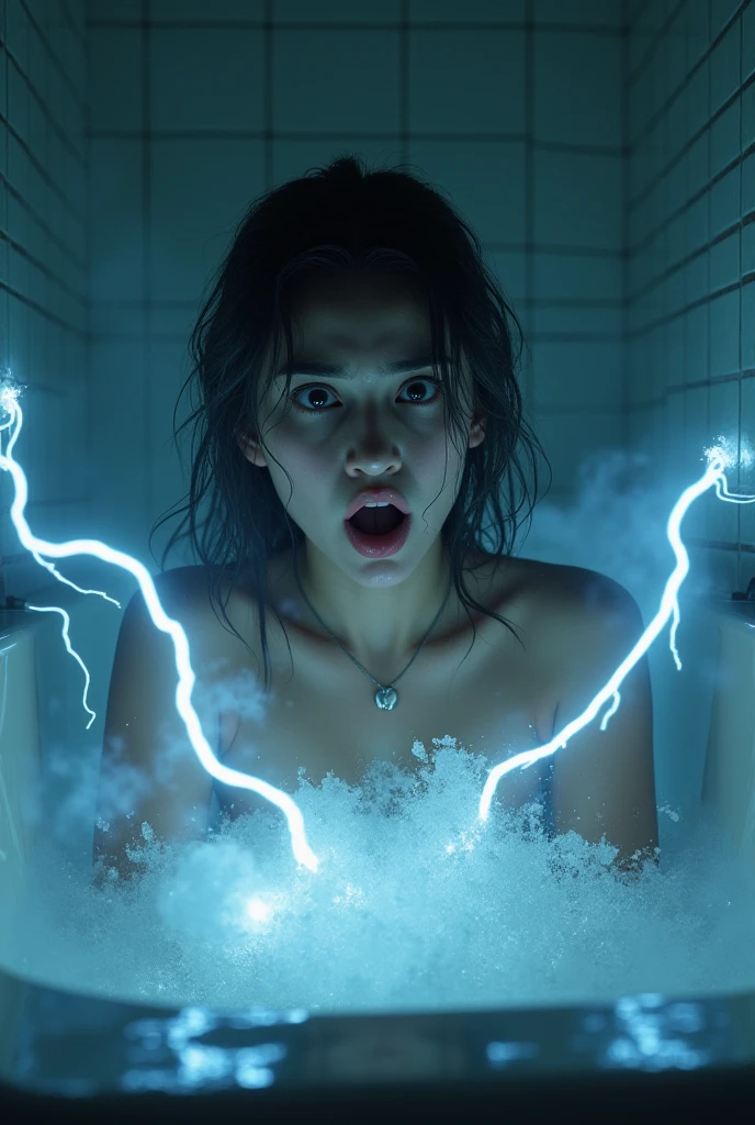 Apparently a device attached to the ceiling sends out electricity after a certain amount of time.、Japanese girl slave is subjected to electrical torture directly on her raised clitoris at regular intervals.。Japan young,Small Ass,Small breast swelling,Erect nipples,Lightning in the Head,Struck by lightning,Electric current runs through my body.,Agony,incontinence,Fearful expression,Hands restrained overhead,As a girl,Surrounded and watched by four male guards,幼い可愛いAs a girl
