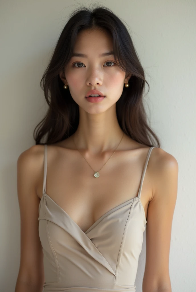 realistic woman full body brunette with light look