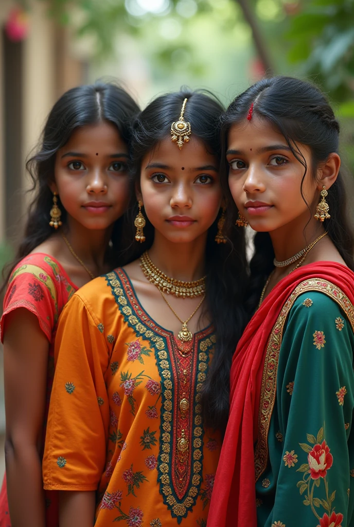 Three Portrait Girls smiling in school 1st January 2000, Medinipur, West bengal, India --auto --s2