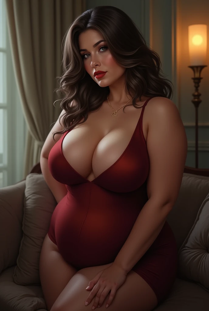 lucy pinder, busty woman, thick tighs, wide hip, small waist, ((very intense makeup)), ((bright lipstick)), ((voluptuous woman)), (very huge breast), bursting breast, transparent dress, straddling a man, spreading legs, man penis inserting her pussy, riding sex, vaginal, pov view, perspective light, realistic