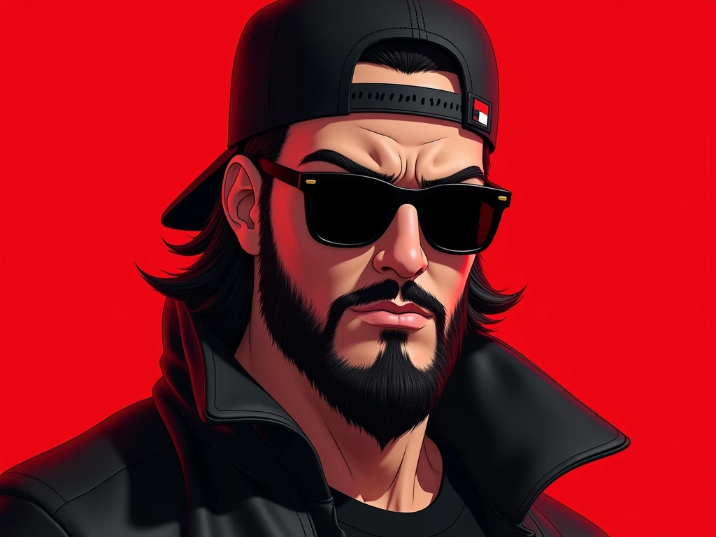 There is a man with black beard and shirt, portrait taken 8k, graffiti in the background, 8k selfie photography, high quality image, headshot profile picture, GTA San Andreas style