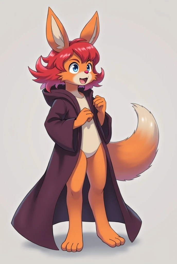 laura-twokinds, score_9, score_8_up, score_7_up, score_6_up, score_5_up, score_4_up, source_furry, detailed background, looking at viewer, BREAK solo, female, furry, anthro, happy,(magician:1.3), vest, blue eyes, long hair, fox tail,