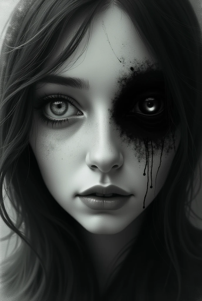 White and black eye art