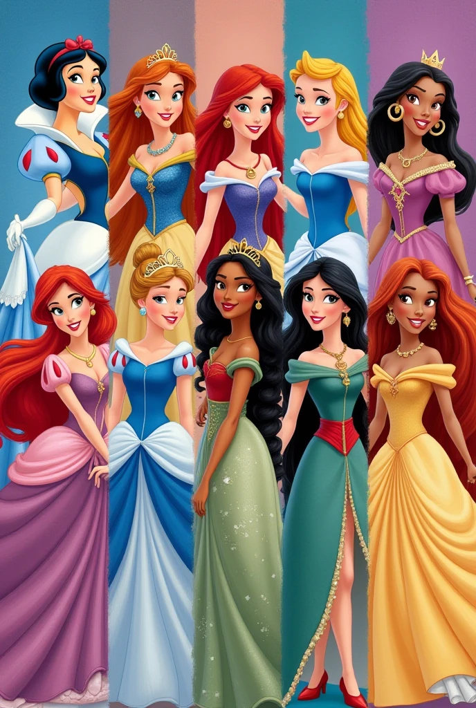 Make a poster with the theme of Disney princesses and just the drawings