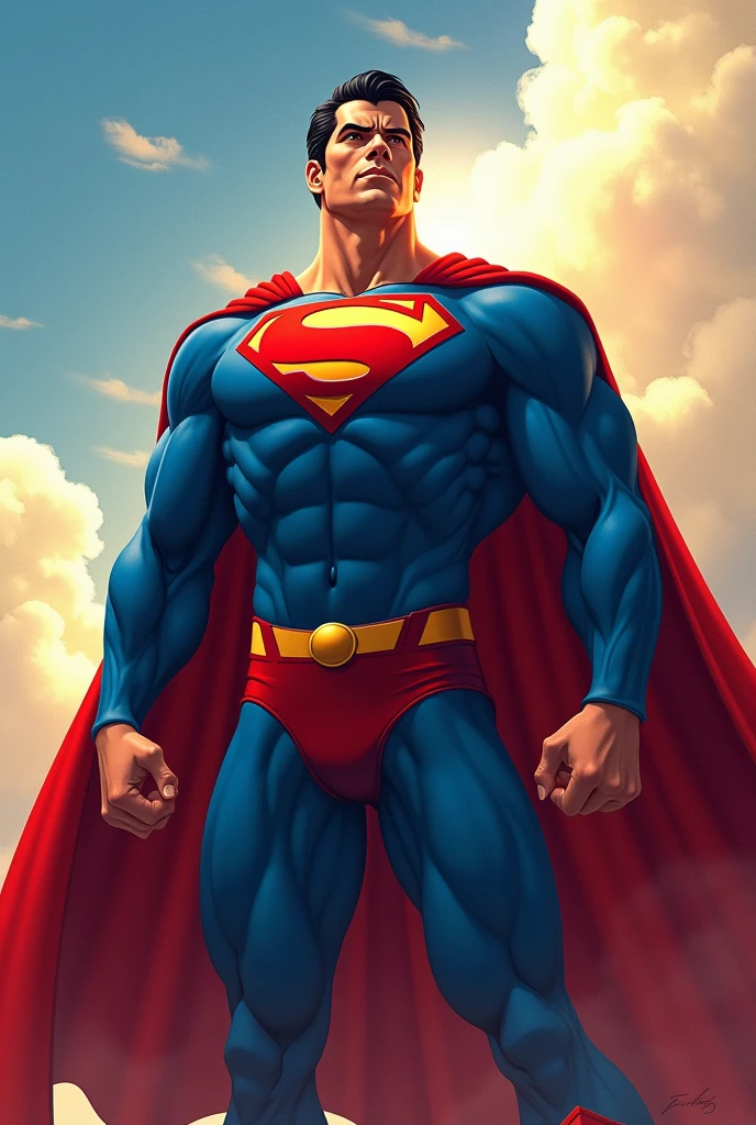In a comics style, superman with the flag of romania on his suit