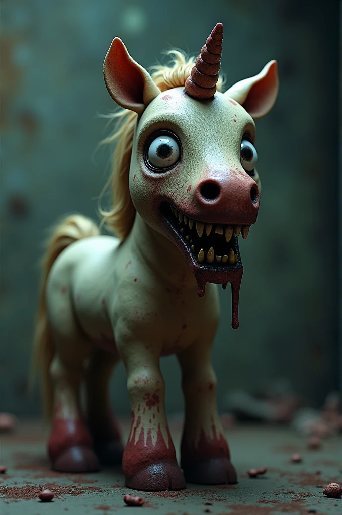 a realistic photo of a cute unicorn, leaking eyes, sweet smile,
horror theme, scary, deformed, RAW photography, cinematic,