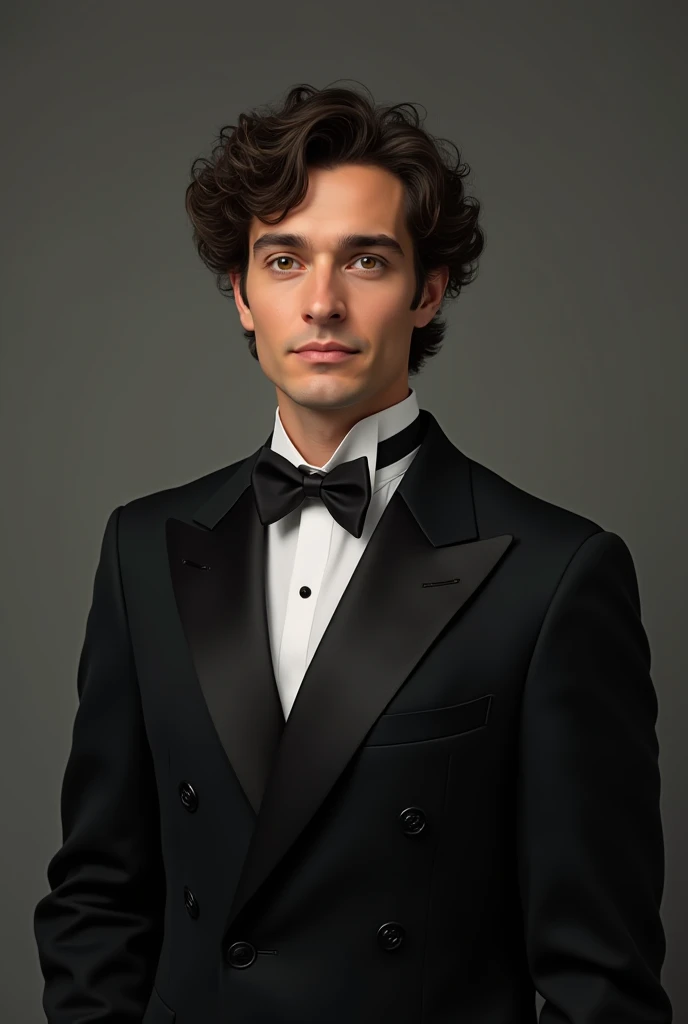 tmasterpiece, beste-Qualit, 1boy, aristocrat, professional portraite of a, upper-body, navy blue coat, professional hairstyle , black hair, smirk, Sits, brown pupils, white professional background, laptop and high quality mic with all equipmen doing podcast