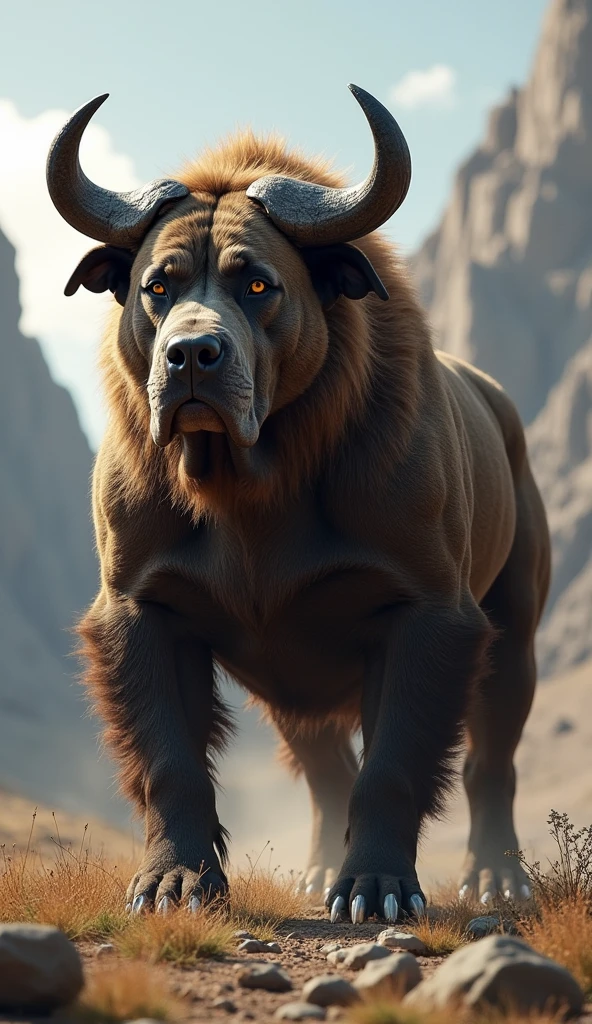 Boar muscular looking at camera, South Africa background,