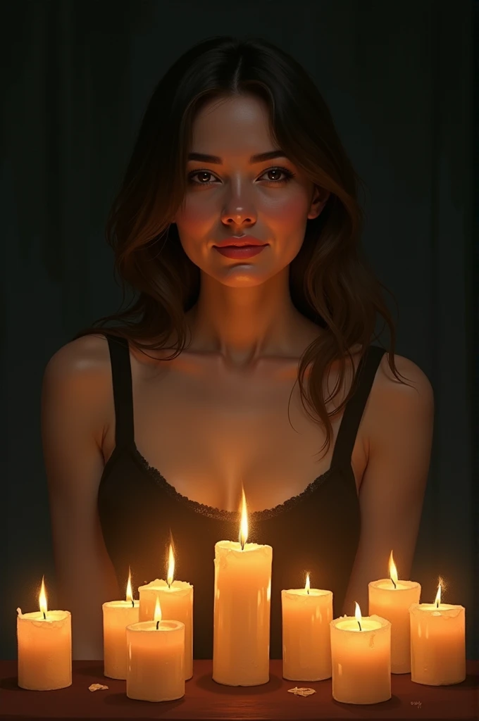 Merger_laren_fairy,
(in a dark room in (pitch black:1.2) amongst a (candle light vigil:1.2), (candles:1.1), (candle light:1.1), (pitch black room:1.2), (darkness:1.1), wearing a (sheer robe:1.1), robe, sheer, (lots of candles:1.2):1.2),
bokeh, f1.4, 40mm, photorealistic, raw, 8k, textured skin, skin pores, intricate details <lora:epi_noiseoffset2:1>, epiCRealism