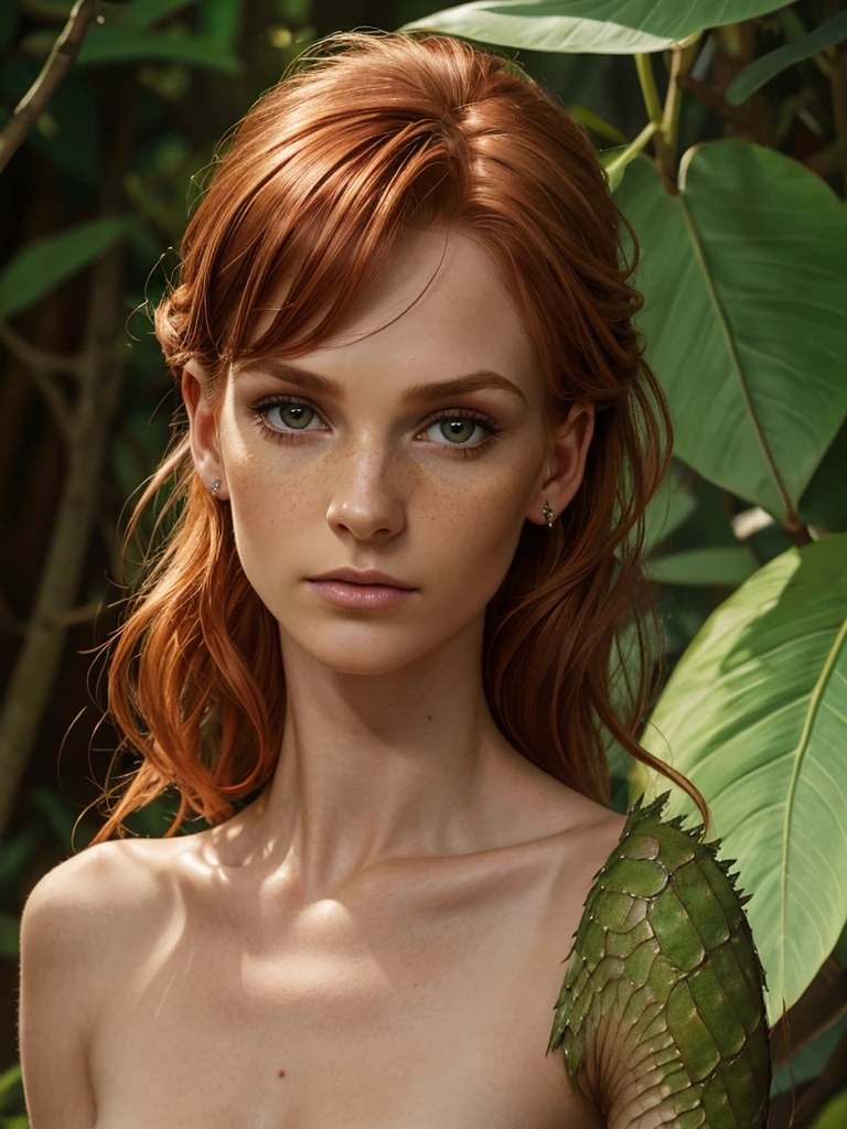 A portrait of an elf girl with freckles and bright blue eyes posing for a full-body photo, hombros desnudos, muscular, caber, Conjunto de ABS, Tangas, (Celebridades de Cameltoe) pecas blancas, Cabello verde largo y suelto volando, resplandor brillante, beautiful pale makeup, Retrato en color, Retrato impresionante, pecas elegantes, usando tangas negras con runas brillantes de poder, Guantes negros, Brillo de estrellas, Gold dust spread across his skin and face, (oscuro, Fotos hiperrealistas (((retrato))) refraction ,Dark background of the magical night forest, maderas profundas, Ruinas imponentes, cielos estrellados