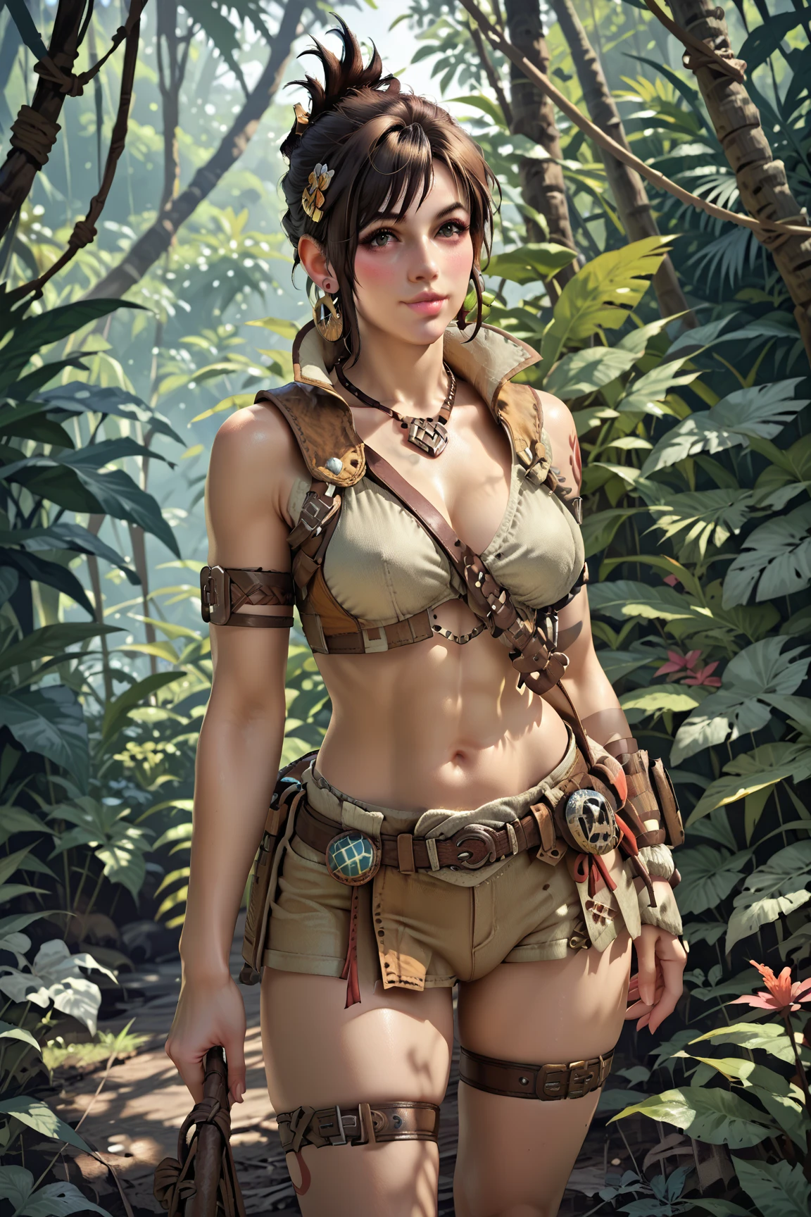 solo, jungle, 1 girl, MHWHandler, HandlerSelianaOutfit