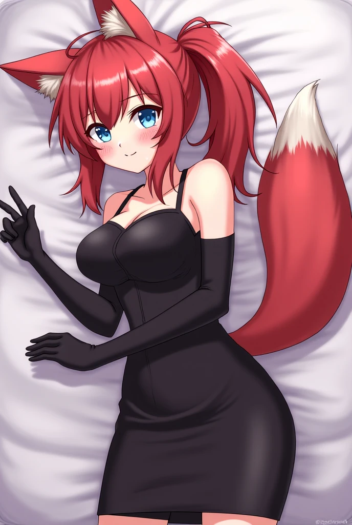 maroon hair, Caucasian skin, ear wolf, clear green eyes
