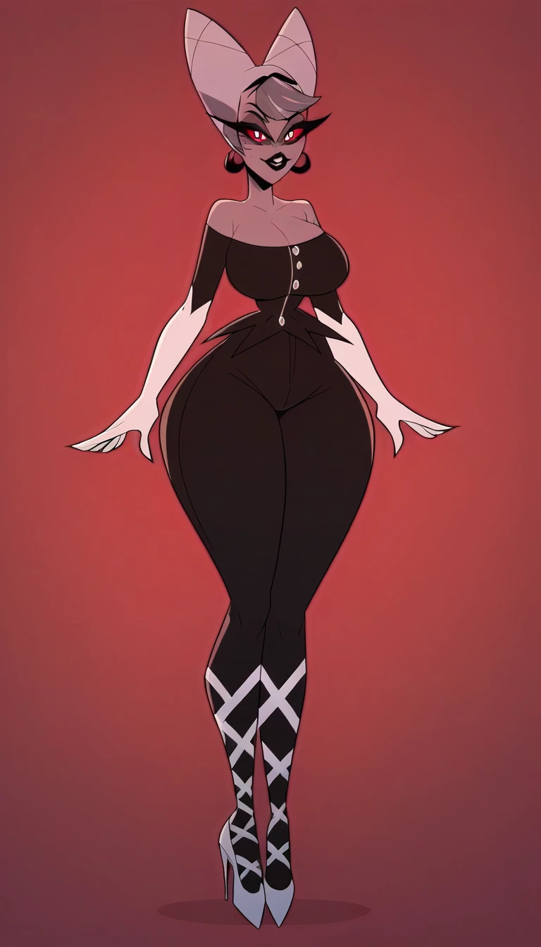 very wide hips)), (huge thighs, very big thighs), big breast, young girl, Pullover, whole body to see, angry, scream, Open mouth, lace short hair, big thighs, big breast, platform heels , thin waist, fullbody, standing, front pose, high cut leotard, sleveless, shoulderless, face mask,