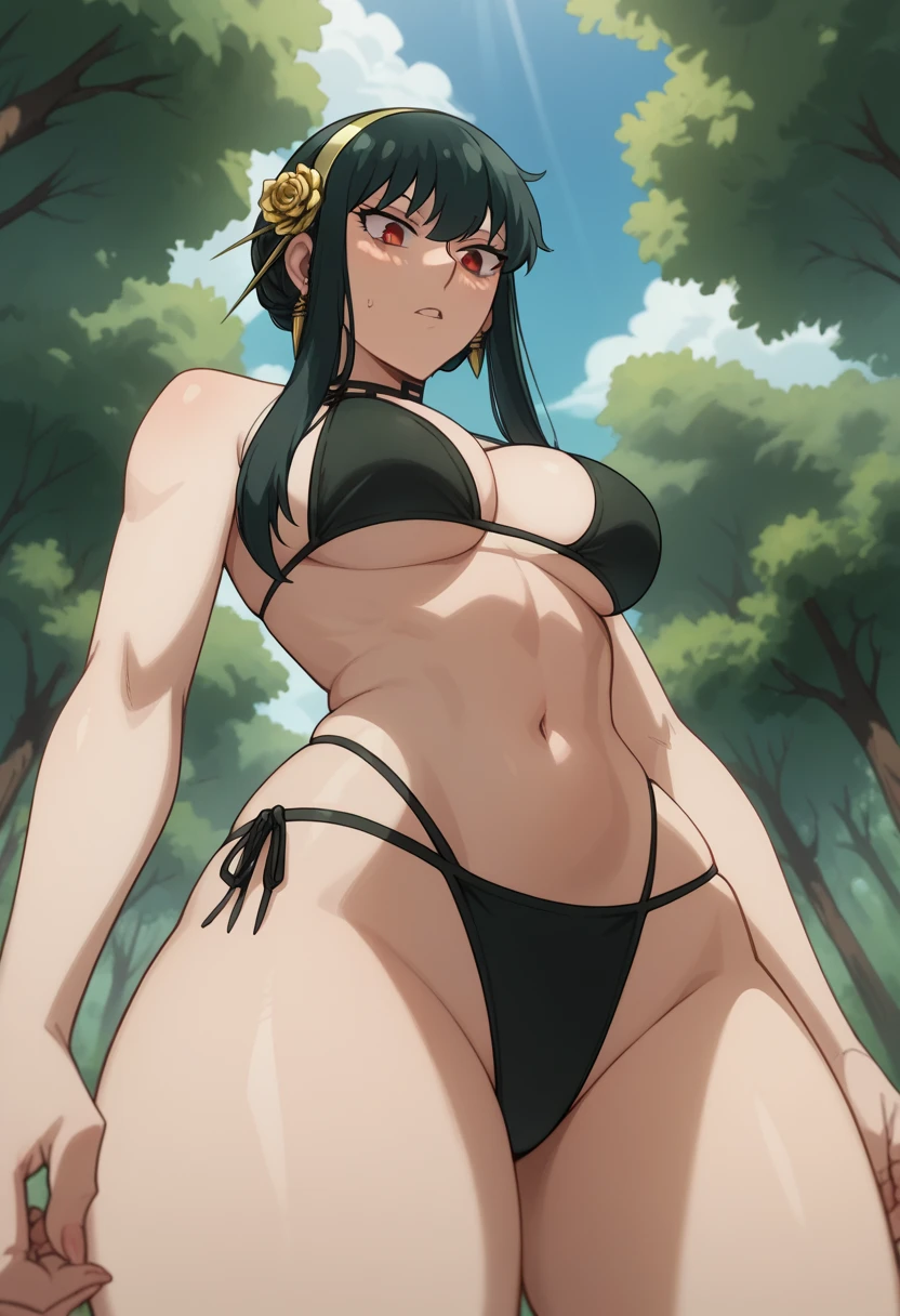 Score_9, score_8, score_7_up, source_anime, rating_explicit,(masterpiece, best quality, perfect anatomy, perfect eyes, perfect face, extremely detailed, expressive eyes, expressive face), full body shot, 1girl (yor Forger), ((Spy X Family, Anime screencap, anime art style)), on the beach, black bikini, multiple boys, ((girl getting gangbanged)), older girl, tall girl, triple penetration, sex, vaginal, anal, oral, nsfw,