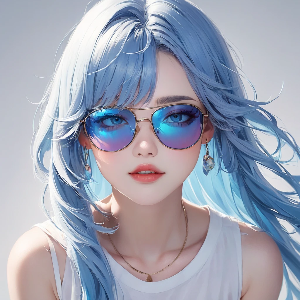 Please make your hair blue、Do not change the color of your clothes for your eyes and eyebrows.