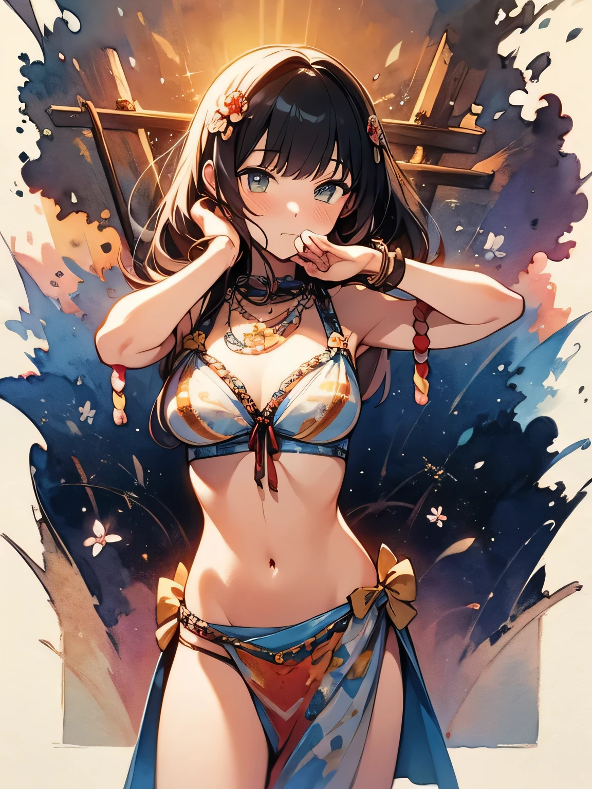 A woman receiving a quest at a bar in the Wild West. A daily life in a teepee.、Native American female warrior\(cute,beautiful,18-year-old,Muscular,carrying a heavy tomahawk,Leather Dresses\(fringe, glass beads\),Indian Cape\(fringe, glass beads\), War Cap\(native american feather crown\),Shiny, dark and fresh skin,chest,necklace\(Lots of fangs),Indian Moccasins,glass beadsのイヤリング), break ,background(outside,Wilderness of the American West),Dynamic action poses, Dynamic Angle, break ,quality\(8k,Highly detailed CG unit wallpaper, masterpiece,High resolution,top-quality,top-quality real texture skin,Surreal,Increase the resolution,RAW Photos,highest quality,Very detailed,wallpaper,Cinema Lighting,Ray-tracing,Golden Ratio\)[Browsing Caution:2.0],View Viewer