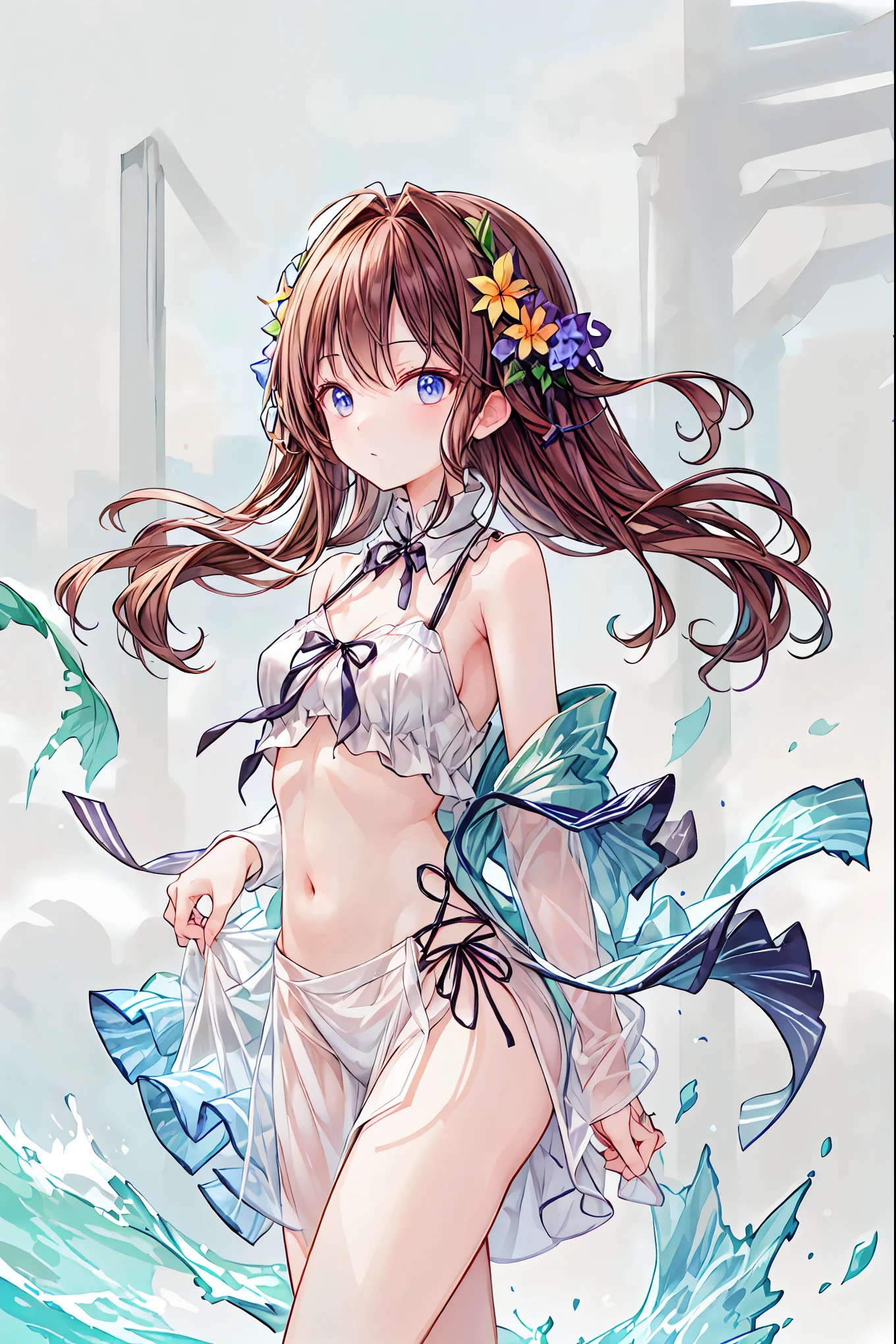 masterpiece,1girl, <lora:amiyaaa:0.9>,cowboy shot,looking at viewer, (swimsuit:1.5), nude,bikini