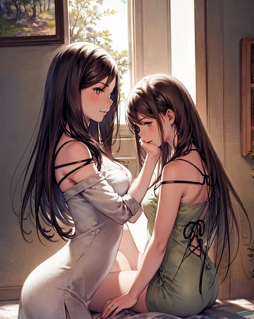 off-shoulder,belt,legbelt,mini skirt,choker,high heels,large ,deep kiss,hug,
