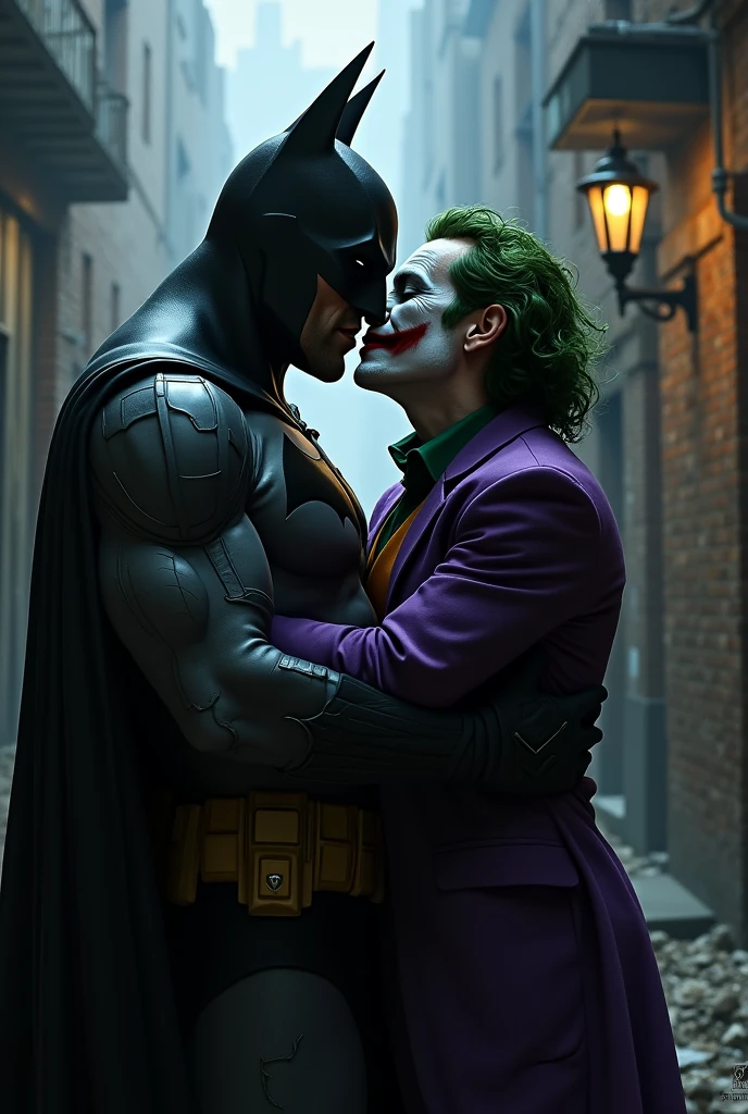 Joker giving Batman a half hug