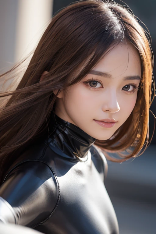 (a closeup:1.4)、(RAW Photography:1.2)、(Photorealsitic:1.4)、(masterpiece:1.3)、(top-quality:1.4)、(Beautiful woman with perfect body:1.4)、Woman standing in front of a group of robots、beautiful android woman、Beautiful Female Soldier、girl in suit、complex combat uniform、beautiful young Japanese woman、Highly detailed facial and skin texture、Detailed big eyes、double eyelid、cute face、(Short Bob:1.2)、(huge-breasted)、(FULL BODYSHOT)、cowboy shot、(angry expressions:1.2)、Storms and epic war scenes、cyberpunk scene、Night、illuminations、plugsuit、combat uniform damage、