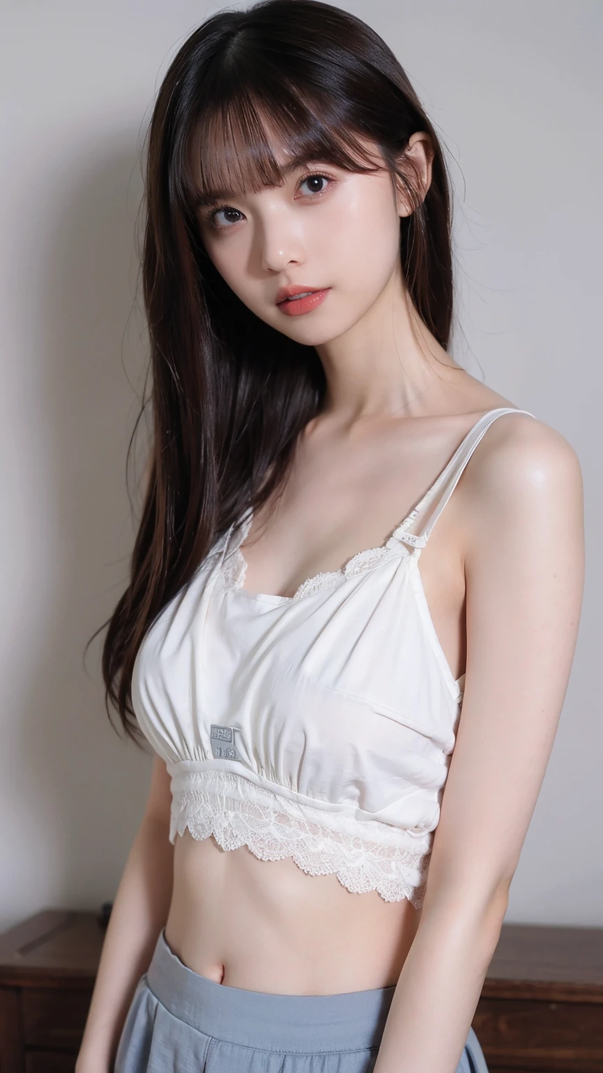 (((forehead、Northern Europe、White people、beautiful girl、Black Hair、White background、Frills、race)))、table top, highest quality, figure, super detailed, finely, High resolution, 8k wallpaper, Perfect dynamic composition, detailed and beautiful eyes, Deco out,bionde, medium hair, super big breasts, Natural color lip,white background, random cute poses,frill dress