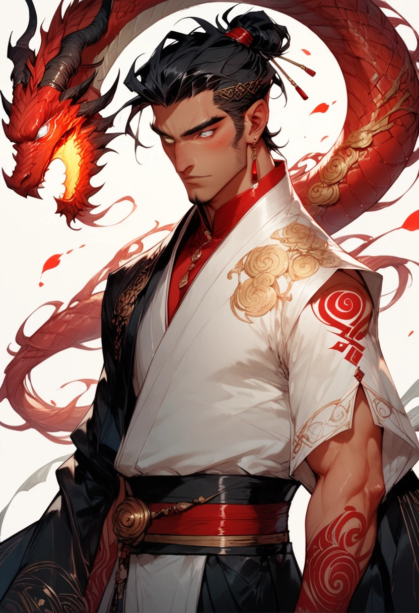 , male, Japanese Background, Demon, Demon Skin, muscular