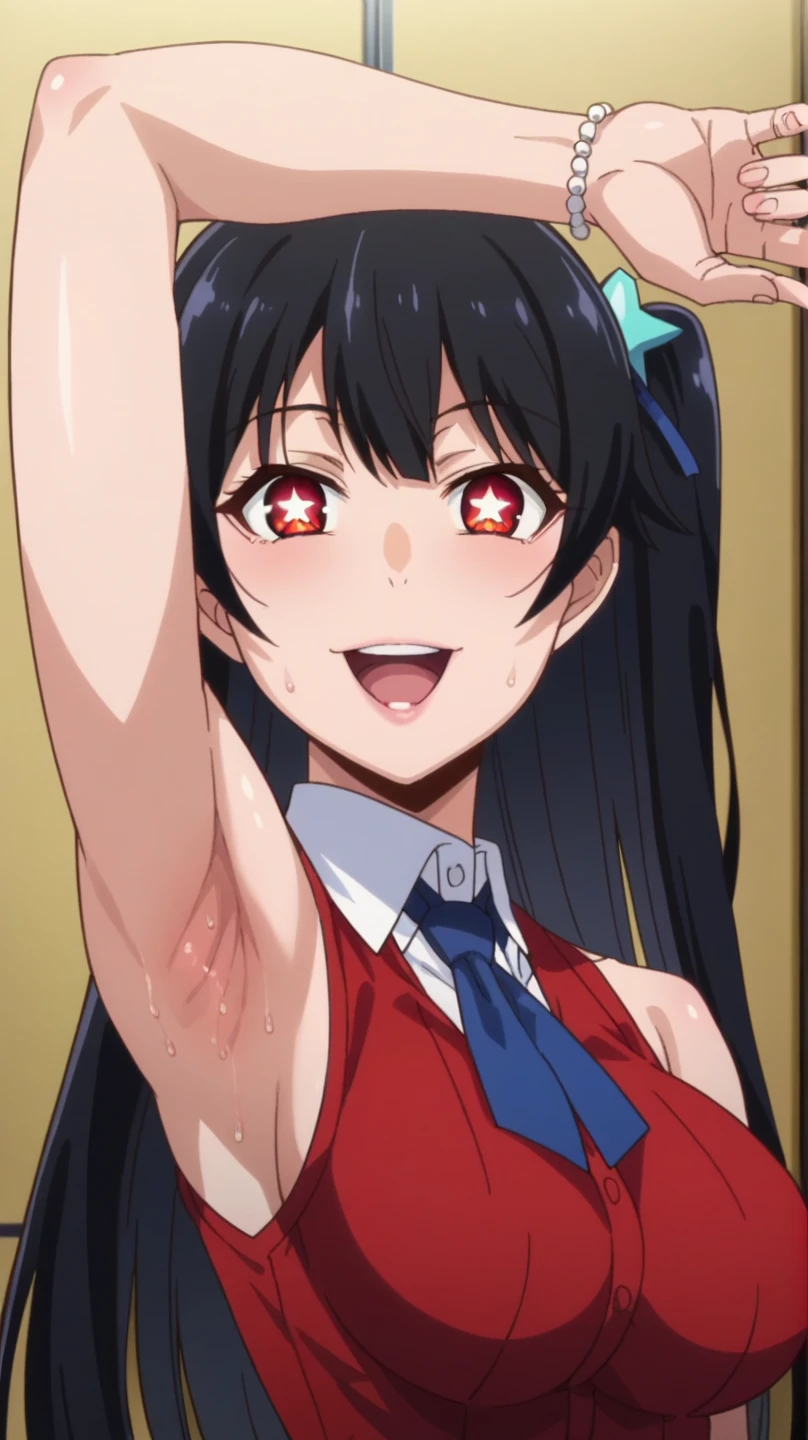 Anime image Una mujer con cabello largo y un vestido negro posando para una foto., cara sexy with full makeup, amoranto, better known as amoranto, Violeta Myers, cara sexy, young beautiful amoranto, mirada sexy, mirada sexy at the camera, bella delfina, angelablanca, cindy avelino, ayahausca, 1 8 son Yamada mocking smile_yellow, 1chica , by rubio, alone, wide, hair ornament, , smile, bow, red eyes my dress darling anime, beautiful seductress anime anime