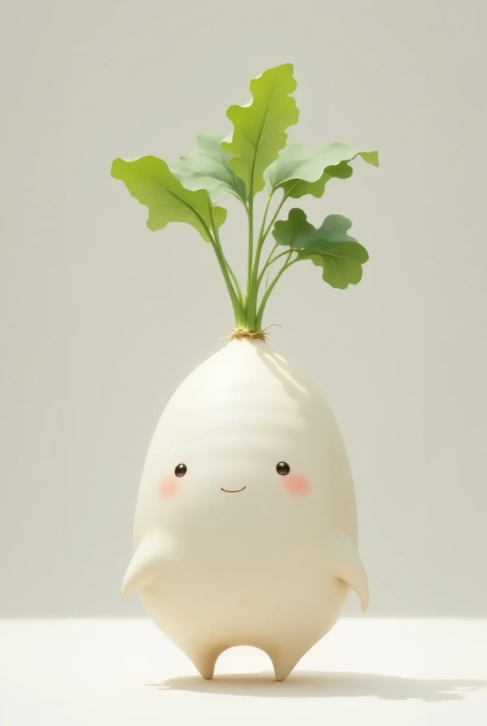 ((humidifier, White radish shape ,  cute face, Shaped like a drop of water ,  the part of the leaf emits water vapor,  reality:1.5)),  on the table , living