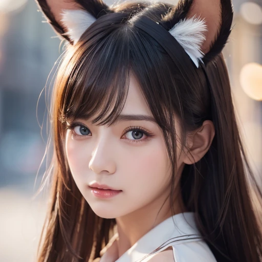  original ,  complicated details,  illustration, Masterpiece,  Extremely Detailed CG 、 unity 8k wallpaper ,  highlights , Grinding, dynamic, Bokeh, , Beautiful girl with animals_Ears and Hair_ ornament