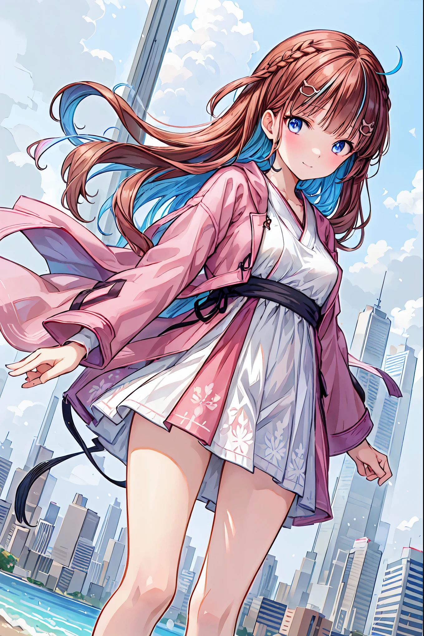 Winter clothes、Red coat、Bare legs、( top quality ,Masterpiece:1.3, Ultra-Fine ),( very detailed, caustics ,8k),( realistic :1.4,RAW shooting),18 years old, Japanese , cute, Looking at the camera and smiling ,( faces :1.2),( face close-up :1.2),(Low position:1.3),( low angle:1.4), brown hair, Shortcut , slender beauty , messy hair,Cityscape, brown hair, Shortcut , tousled hair , short braided hair,Neat, slender and beautiful woman with C cup breasts ,Correct posture, small breasts, Beautiful Legs, Enchanting gray-blue eyes shine like stars ,Droopy eyes, bright color , beautiful eyes,A delicate smile, Textured Skin, BEST QUALITY BEST , A humorous parody of a gentle and beautiful woman writing directly from the bottom of the depth of the dress border , anime style、