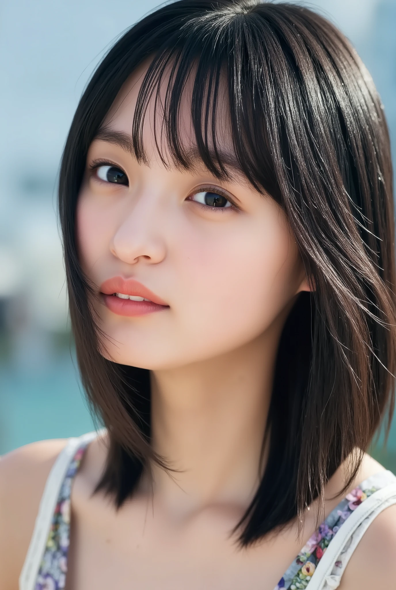 Masterpiece, 8k, Award-Winning Photos , photo realistic, realistic, 非常に Details, ultra high definition, ((( good-looking that everyone will envy ))), ///1 person, most beautiful, Beautiful 20 Year Old Girl , (( very cute))( sexy, Japanese idol ), ( gray hair:1.2),/// human details shiny skin , Detailsな肌 , Beautifully Details face, RAW photos, ( top quality, Details:1.3), top quality, (非常に Detailsな), ハイパー Details, (繊細で Detailsな), (複雑な Details), (Cinematic Light, top quality Backlights), Curly Hair, , ((Cherry blossom design )) (( ultra-micro bikini with thin fabric )), ( slender muscularity), Porn shoot on the beach, Beautiful firm breasts, Beautiful skin, bust lines that excite men , Shows 々 beach-like poses