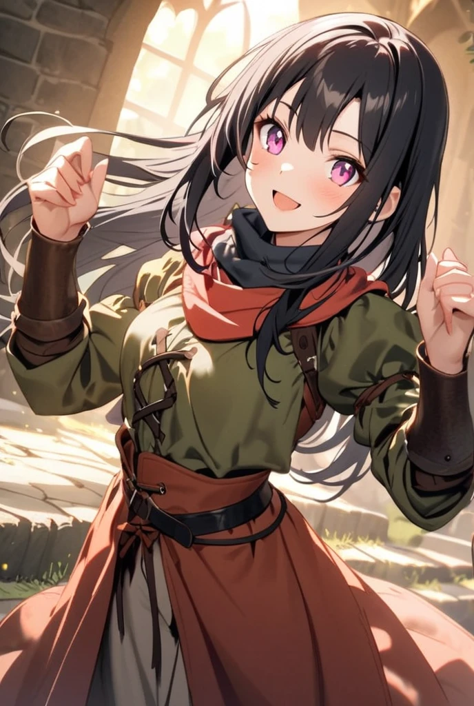 (masterpiece, best quality, top quality, 4k, 8k, high resolution, highres), (insanely detailed, ultra-detailed, super detailed, highly detailed) ,(HDR, UHD), (studio lighting), ultra-fine drawing, sharp focus, physically based rendering, professional, vibrant colors,
anime, cartoon, kawaii, qute,
(((Long shot, Wide shot, Distant view))),
Place your left hand on the hilt of the sword stuck in the ground, then thrust your right hand forward,
a girl, looking at viewer, (((Thighs))),
Anger, hatred, outrage, (Shout, roar, yell),
Standing upright, (((Jojo pose))),
Slanted eyes, narrow eyes, red eyes, long hair, black hair, messy hair,
(((Brown Skin))),
Berserker, Chest Armor, Breastplate, Bikini, Red Poncho,