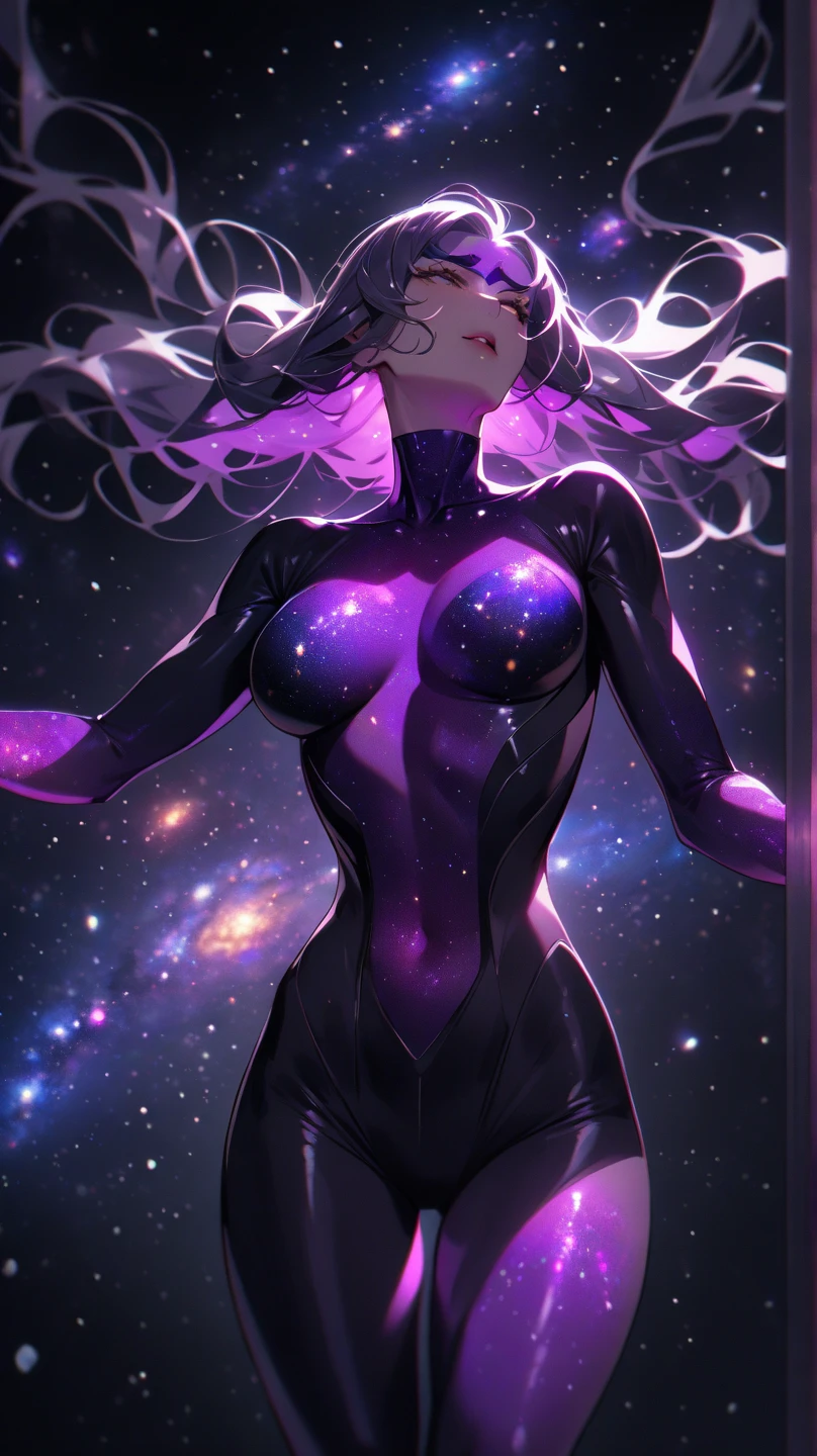 A beautiful sexy cosmic woman with several galaxies coursing through her body. 