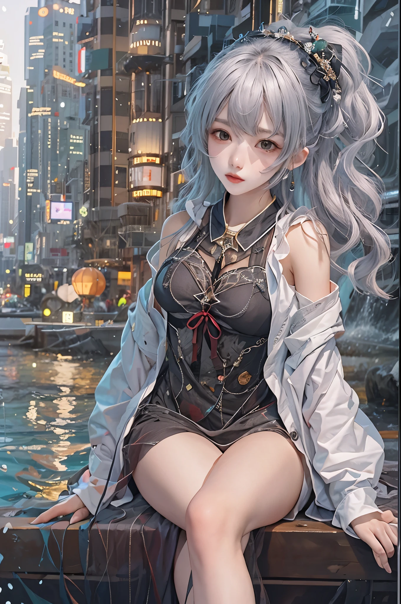 (best qualtiy), ((tmasterpiece), (the detail: 1.4), 3D, hdr(HighDynamicRange), Ray traching, NVIDIA RTX, Hyper-Resolution, Unreal 5, sub surface scattering, PBR Texture, Post-processing, Anisotropic filtering, depth of fields, Maximum Acutance and Acutance, Many-Layer Textures, Albedo e mapas Speculares, Surface coloring, Accurate simulation of light-material interactions, perfectly proportions, rendering by octane, Two-colored light, largeaperture, Low ISO,White balance,trichotomy,8K raw data,Pink puffiness,NSFW,(Crowd watching),The kinky is exposed,Cleavage is seductive,Raised sexy,((Supergirl uniform)),((Supergirl pose)),teardrop,tear drop,(torn laundry:1.9),(Transparent wet clothes:1.8),(perspective part:1.8),charming leg temptation,drools,exposed bare shoulders,Real rain,Wet hair,..Wet transparent pajamas,Wet torn panties,breasts out,Sweaty skin,Be red in the face,(cum in in face:1.4),(cum in tits:1.8),(cum in ass:1.4),(The city of the future),(he is wet),(Take off your panties in half)