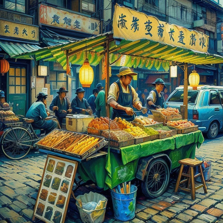 夜にフードマーケットで食事をするテーブルに座っているpeople, with street stalls, stalls, stall,  Shutterstock , Busy restaurant, Japanese Market, people々Is eating a meal, Bustling market,  is the best on Adobe Stock, 外で食事をしているpeople々,  shopping mall food court, people々The bustling , The bustling sound of the market ,  Vivid atmosphere 