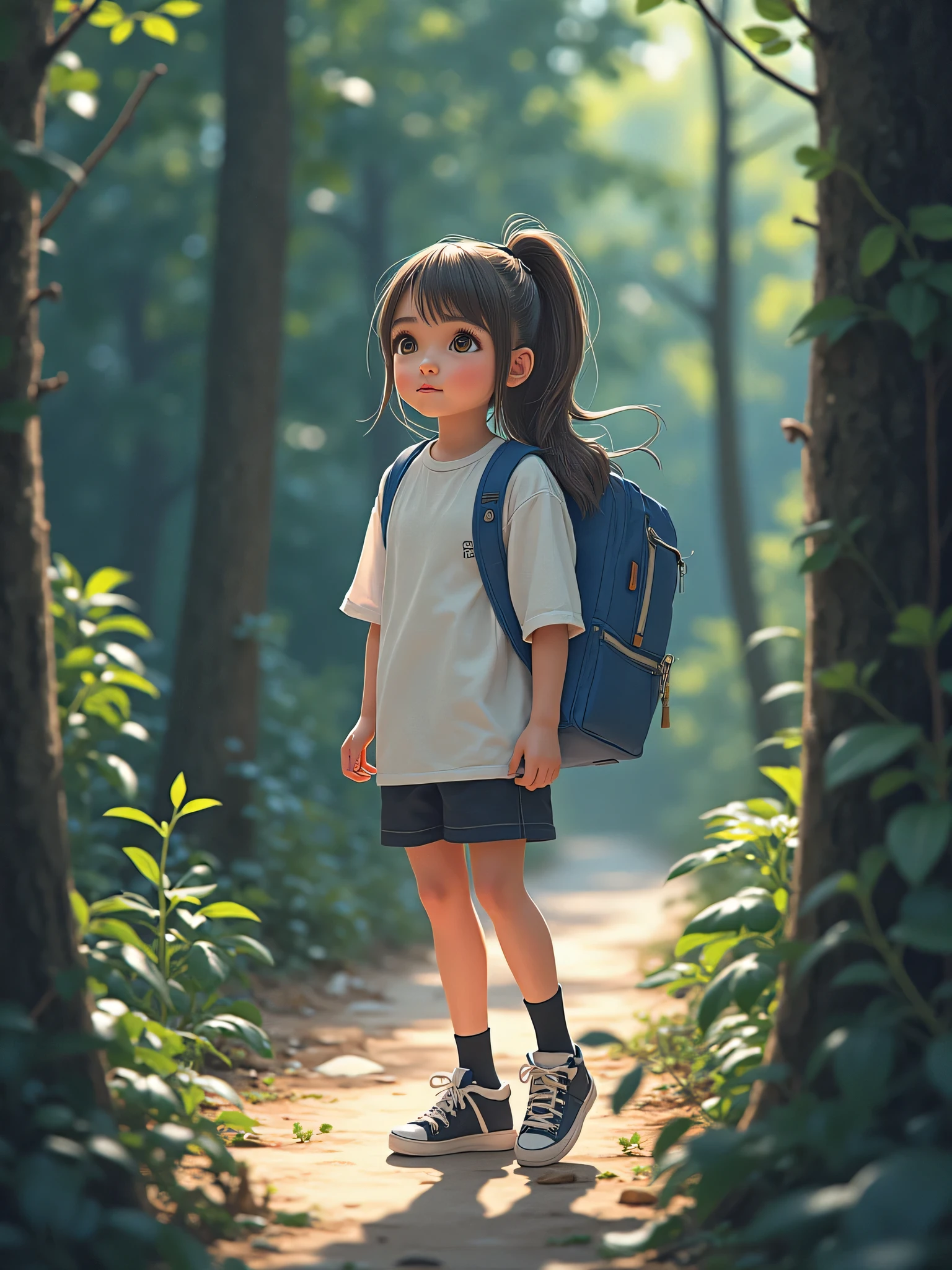 Prompt: Um  de touca ninja, da Nike, carregando uma mochila,desfrutando de um lindo passeio de primavera paisagens naturais. The illustration is in high definition in 4k resolution, com recursos faciais altamente detalhados e visuais em estilo cartoon. --auto