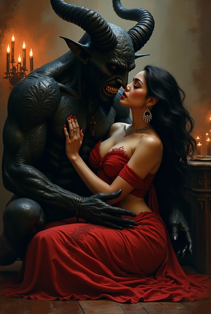 A light skin girl with elf like ears curvy girl big breast big buttocks and curly hair with a dick of a thick tall black mascular guy in her mouth